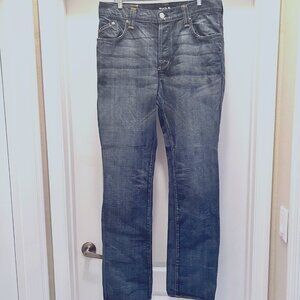 Rock & Republic Men's Sz 36 Distressed Embroidered Straight Leg Jeans/Denim-Gold